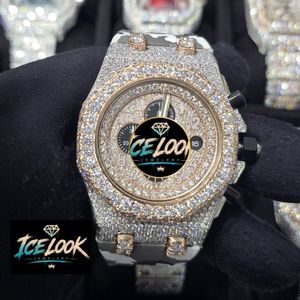 นาฬิกา ICELOOK หรูหราประดับเพชร ขนาด 43 มม. ตัวเรือนทรงแปดเหลี่ยม สแตนเลสสตีล ระบบควอตซ์อนาล็อก สาย 20 มม. พร้อมฟังก์ชั่นวันที่อัตโนมัติ ปุ่มกดแบบซ่อนสำหรับเด็ก - Product Image 5