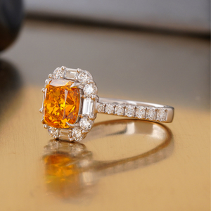 2.01 CT Fancy Orange Red Cushion Cut Lab Grown Diamond <b>Ring</b> 14K <b>Gold</b> Statement Color Fashion <b>Rings</b> - Product Image 2
