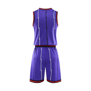 Purple Sleeveless Basketball Jersey Set With Lightning Stripes Sublimated Print Moisture Wicking Men's Regular Fit All Seasons - Product Image 3