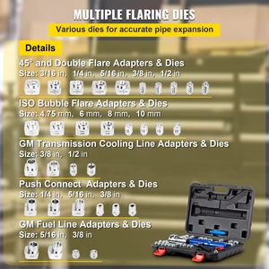 Kit di Riparazione Freni Idraulico a Doppia Svasatura a 45 Gradi, Attrezzo per Svasatura Freni da 3/16'' a 1/2'' con w - Product Image 3