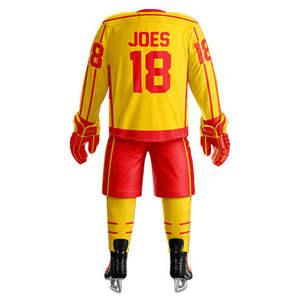 Tenues de hockey sur glace sur mesure de qualité supérieure, respirantes en polyester avec impression du nom de l'équipe OEM - Product Image 3