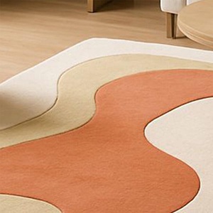 Alfombra moderna abstracta de lana hecha a mano, multicolor, con diseño de formas orgánicas, para decoración de sala de estar y dormitorio, suave, afelpada y de primera calidad. - Product Image 5