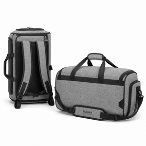 Heather Grey <b>Black</b> Custom 2 in 1 Duffel <b>Backpack</b> Shoe Compartment Multi Pocket Travel Gym Bag Water Resistant OEM Holdall - Product Image 5