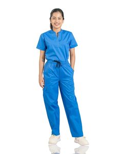 Conjunto de uniforme médico de punto negro para mujer Sike con pantalones de cintura con cordón y fusión sin costuras con detección de agujas - Product Image 5