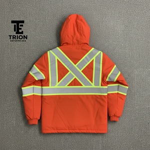 Veste de sécurité réfléchissante pour homme, sur mesure, 100 % polyester, logo personnalisé, fermeture éclair, ANSI Classe 2, LED clignotante, imperméable, sécurité au travail - Product Image 3