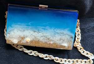 Resin Beach Wave Clutch with Real Shells – Ocean Foam Evening <b>Bag</b>, Destination Wedding <b>Bag</b> - Product Image 5