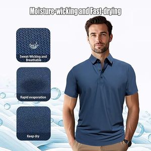 Chemise décontractée en coton tricoté pour hommes grandes tailles, imprimée, tendance, confortable, respirante, séchage rapide, coupe ajustée - Product Image 5