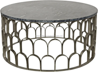 Table basse design moderne de haute qualité avec plateau en fer et marbre blanc pour la décoration de salon par Ambience Lifestyle