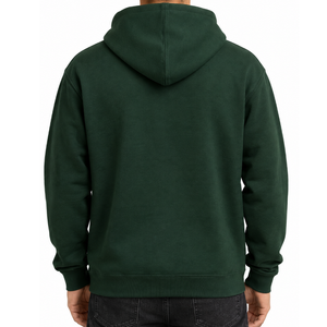 Sweat-shirt à capuche vert foncé pour homme, motif géométrique abstrait, style streetwear, vente en gros - Product Image 3