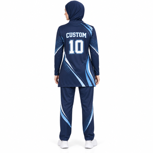 Ensemble de sport personnalisé pour femmes, tenue d'entraînement modeste à manches longues, broderie, séchage rapide, longueur mi-mollet, par le fabricant - Product Image 2