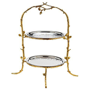 Support à gâteau de mariage design avec finition dorée électrolytique pour une décoration d'événements haut de gamme - Product Image 1