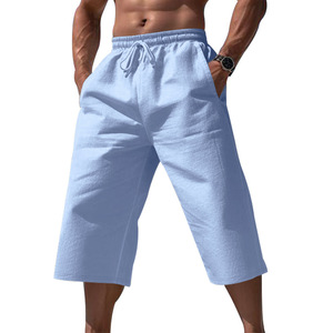 Pantalon en lin pour homme, pantalon de sport ample d'été, pantalon capri décontracté pour homme - Product Image 5