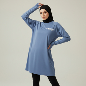 Haut à manches longues modeste pour femme musulmane, avec trous pour les pouces, confortable, élégant, pratique, pour le sport, les activités sportives, les styles de vie actifs et les superpositions décontractées - Product Image 1