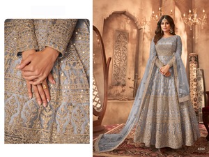 Salwar Kameez con Bordado de Lentejuelas para Boda, Estilo Indio Pakistaní Tradicional para Mujer, Largo hasta el Suelo, Corte Regular - Product Image 6