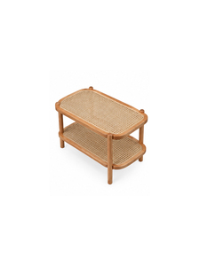 Modern Rattan Coffee <b>Table</b> <b>With</b> Wood Frame And Storage <b>Shelf</b> Living Room Furniture Scandinavian Design Handmade - Product Image 5
