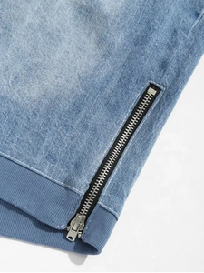 Chándal Premium de Mezclilla Desgastada con Cordón Ajustable y Forro Polar para Hombre, con Parches y Bordados, Tejidos de Nylon/Algodón, Invierno - Product Image 3