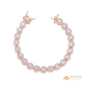 กำไลข้อมือโมอิสซาไนต์ชุบทองคำสีกุหลาบ เครื่องประดับแฟชั่น กำไลแบบ Cuban Link สำหรับผู้หญิงผู้ชาย ของขวัญทันสมัย เครื่องประดับชั้นดี นิวยอร์กซิตี้ สหรัฐอเมริกา - Product Image 1