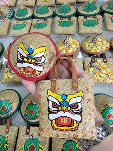 Mini porte-clés en forme de panier en herbe, souvenir, matériau en herbe de jonc naturel, pour cadeau et décoration, Vietnam - Product Image 4