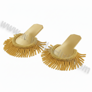Épaulettes en laine matelassées de haute qualité avec franges en bullion, confectionnées à la main, et écussons d'épaule dorés - Product Image 3