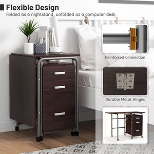 Escritorio Plegable para Juegos con 3 Cajones, Mesa Ergonómica Móvil para Computadora Portátil, para Oficina en Casa, Dormitorio, Estilo Simple - Product Image 3