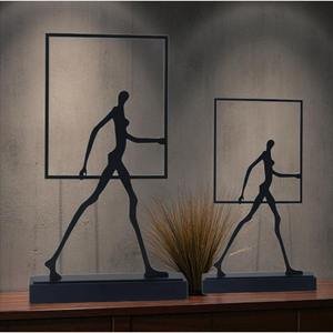 Sculpture d'Hommes en Marche avec Cadre en Métal Noir Artistique, Décoration Minimaliste Moderne, Idéale pour la Réception de Bureau, la Table de Maison et la Décoration d'Événements - Product Image 2
