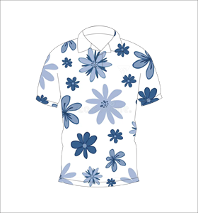 เสื้อโปโลพิมพ์ลายดอกไม้สีขาวน้ำเงินสำหรับผู้ชาย เสื้อยืดโปโลแขนสั้นลำลองสำหรับฤดูร้อน เหมาะสำหรับเล่นกอล์ฟ - Product Image 4