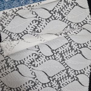 Tela de Encaje con Motivo de Hojas Grandes, 147 cm de Ancho, Encaje Elástico Botánico para Vestido, Blusa de Novia, Tela Elegante - Product Image 1