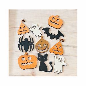 Lot de 10 décorations en bois non finies en forme de citrouille découpées au laser pour Halloween, idéales pour la peinture DIY et la décoration intérieure - Product Image 2