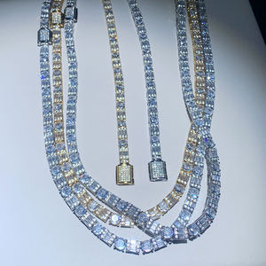 Luxury 925 Silver Moissanite Emerald Cut <b>Statement</b> <b>Necklace</b> Rhodium Plated Unisex Everyday Wear Chain Jewelry - Product Image 3