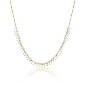 Diamond Drop Tennis Necklace Wholesale 14k 18k Gold Baguette Round Cut Lab Grown Illusion Station Statement <b>Choker</b> Manufacture - Product Image 4