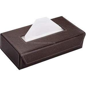 Boîte à mouchoirs en cuir marron pour comptoir de salle de bain, résistante à l'eau, dernier design, distributeur de serviettes, prix d'usine - Product Image 5