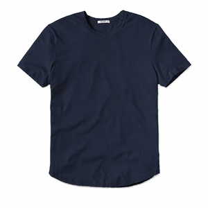 T-shirt décontracté à manches courtes et col rond bleu marine uni pour hommes – Vente en gros - Product Image 3