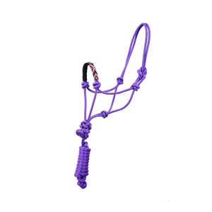 Purple Nylon Braided Rope Horse <b>Halter</b> with Beaded Noseband & Lead Rope Adjustable Durable Training <b>Halter</b> OEM Bulk - Product Image 5