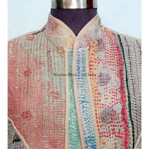 Gilet en coton tricoté vintage pour femme, style indien patchwork, multicolore, respirant, épaisseur standard, pour l'hiver - Product Image 3