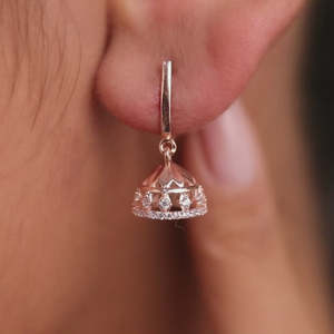Cadeau de la Saint-Valentin et de Noël, boucles d'oreilles pendantes en argent sterling 925 plaqué or rose, éclat rose, pour femmes - Product Image 4