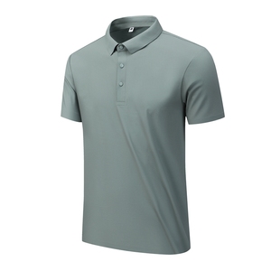 Men's Solid Color Short Sleeve <b>Polo</b> <b>Shirt</b> Knitted Quick Dry Casual Style Regular Fit Light <b>Blue</b> - Product Image 3