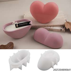 Handmade Love Cup Aromatherapy Candle Cup Storage Jar Gypsum Cement Candle Silicone <b>Mold</b> - Product Image 2