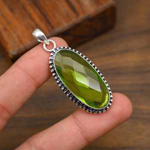 Peridot Gemstone Pendant Handmade 925 Sterling Silver Oval Shape Pendant Natural Jewelry <b>Gift</b> For Valentine - Product Image 4