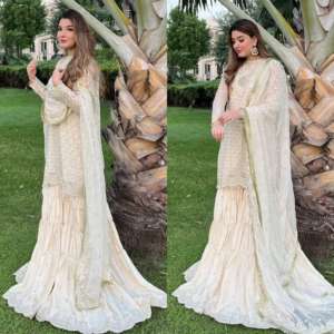 Ensemble Palazzo de Fête Raffiné, Grand Modèle, en Chinon Lourd, Style Pakistanais, avec Broderie Lourde et Sequins, Vente en Gros - Product Image 6