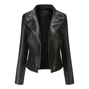 Custom Women's Biker <b>Leather</b> <b>Jacket</b> Genuine Cowhide Motorcycle Coat OEM Private Label Custom Embroidery Factory - Product Image 3