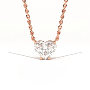 Aarinya Amore, Diamante Cultivado en Laboratorio con Corte Corazón, Certificado IGI, Solitario en Oro Rosa de 9K, Elegante Colgante con Engaste de Puntas, Regalo de Boda - Product Image 1