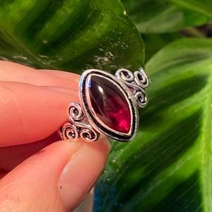 <b>Garnet</b> <b>Ring</b> Sterling <b>Silver</b> Handmade Marquise Red Gemstone Gothic Vampire Whimsigoth Unisex US Size 6 52 Jewelry - Product Image 4