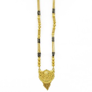 Mangalsutra largo de oro de 24 quilates al por mayor para mujeres casadas, uso diario, acabado dorado, mangalsutra largo para bodas indias - Product Image 3