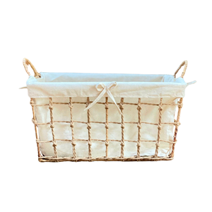 ตะกร้าเก็บของคุณภาพสูง ทำจากผักตบชวา หญ้าทะเล หวาย ไม้ไผ่ พร้อมโครงโลหะและซับใน งานฝีมือเวียดนาม - Product Image 1