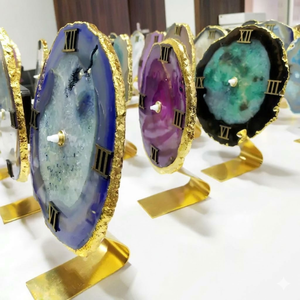 Reloj de Mesa de Ágata Natural de Primera Calidad |   Reloj de Escritorio de Piedra, Decoración para el Hogar |   Elegante pieza decorativa de lujo para mesa - Product Image 1