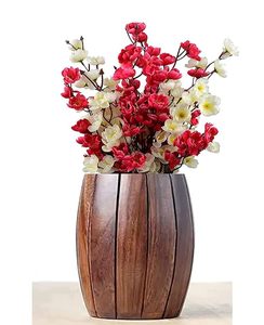 Jarrón de Flores Rústico de Madera, Maceta en Forma de Barril para Decoración del Hogar, Jarrón Decorativo de Madera para Sala de Estar, Ventana o Mesa - Product Image 6