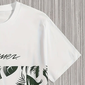 Conjunto de Camiseta y Pantalones Cortos para Hombre, Diseño Casual Urbano de Verano, Algodón Grueso, Estampado Personalizado con Letras - Product Image 4