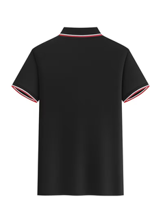 <b>Black</b> Solid Knitted Cotton for <b>Shirt</b> Men Breathable Short Sleeve Work Fashion Custom Logo Printing Silk Screen OEM Service - Product Image 3