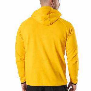 Men's Hooded Sweatshirt Regular Fit Knitted Fleece Casual Solid Color Autumn Wear Breathable Yellow Long Sleeve - Product Image 6