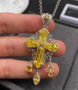 925 Sterling Silver Lab grown Diamond <b>Cross</b> Pendant <b>Charm</b> Gold Plated Rhodium Plated Rose Gold Plated Unisex Jewellery - Product Image 6